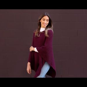 Love Your Melon poncho cranberry color one size